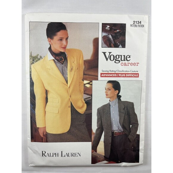 Vogue Career Ralph Lauren 2134 Jacket (Menswear Style) Sz: 6-8-10 Uncut - Picture 1 of 2